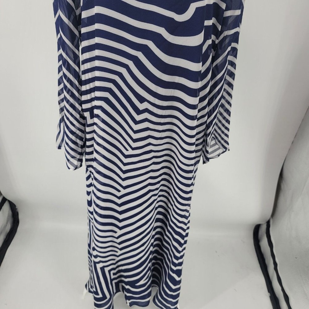 Soft Surroundings Deco Nautical Maxi Dress Blue White Stripe Size Medium NEW - Picture 4 of 10